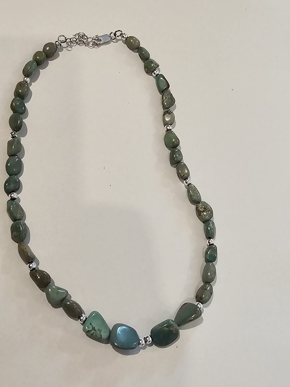 Vintage Southwestern Green Turquoise Nugget Choker Necklace (15" + Extender)